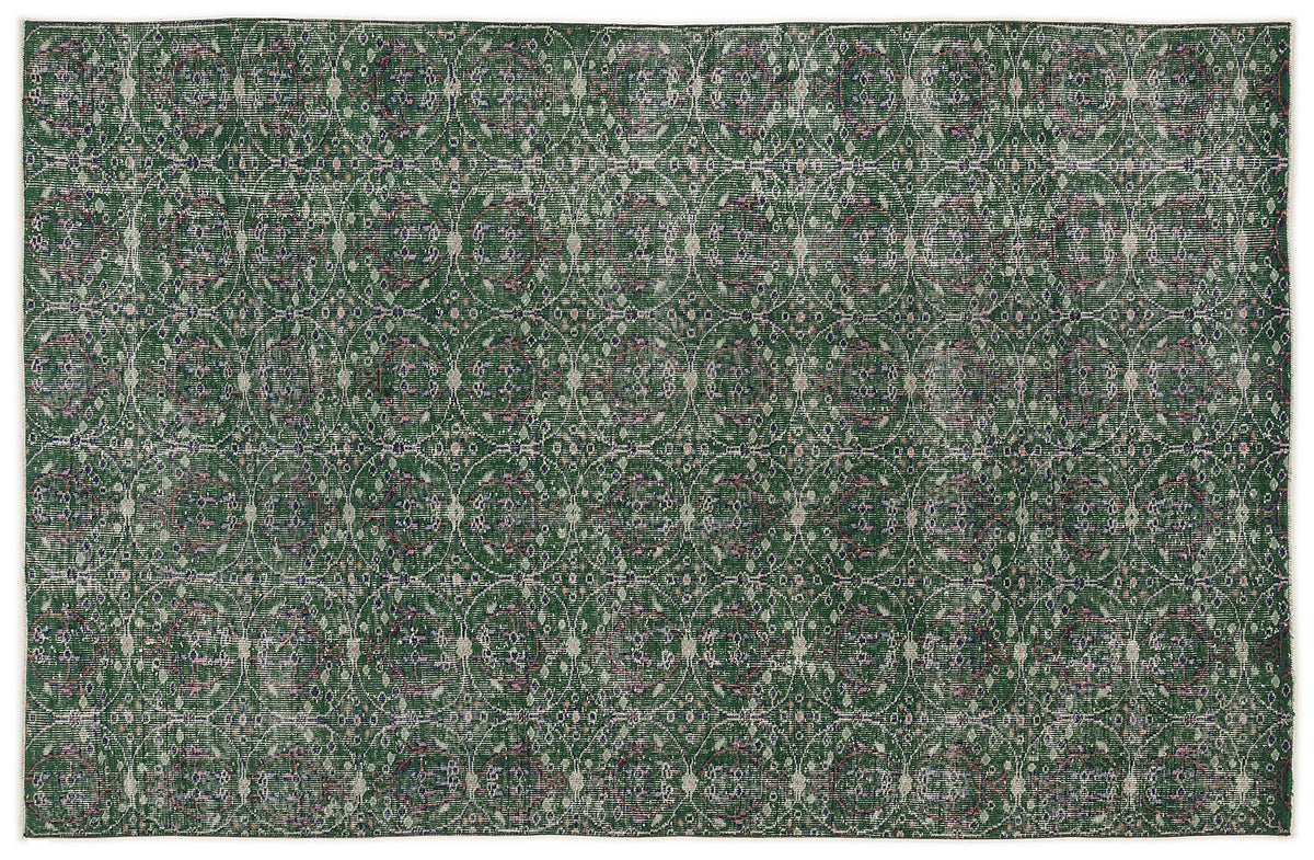 Green Over Dyed Vintage Rug 5&#39;8&#39;&#39; x 8&#39;11&#39;&#39; ft 172 x 272 cm