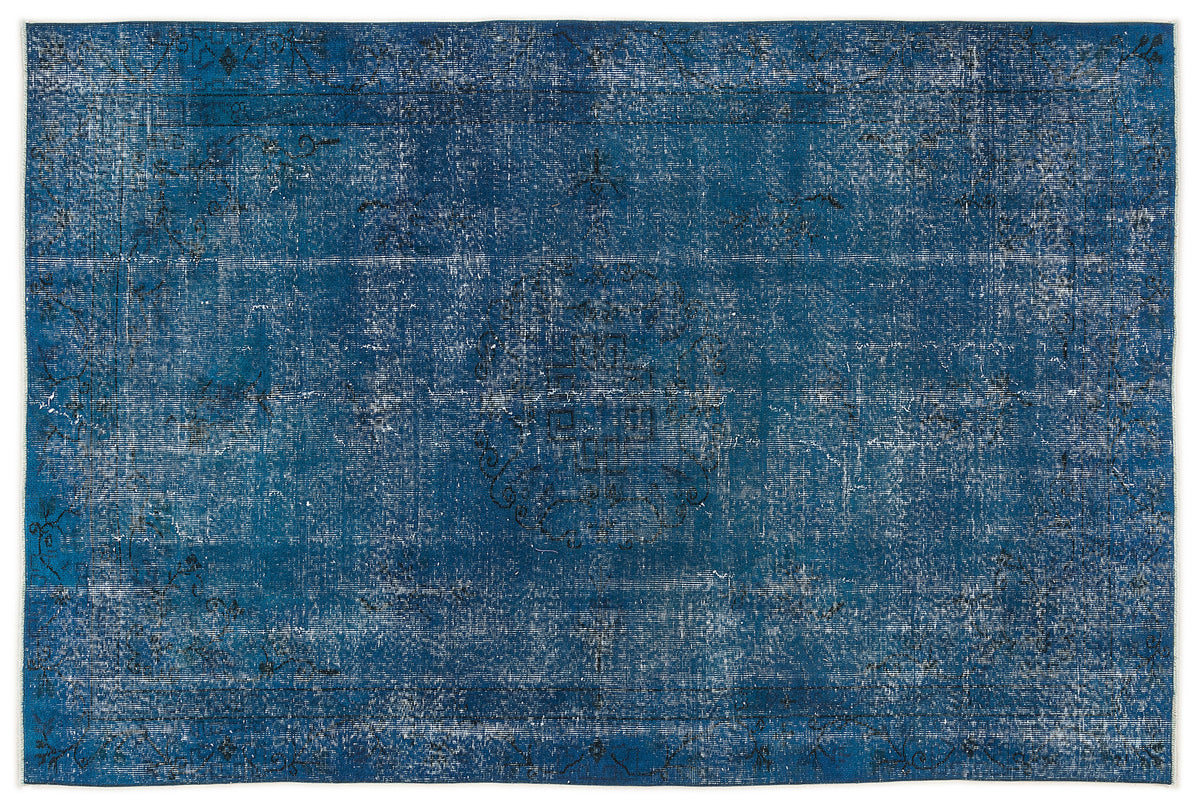 Turquoise  Over Dyed Vintage Rug 5&#39;12&#39;&#39; x 9&#39;0&#39;&#39; ft 182 x 275 cm