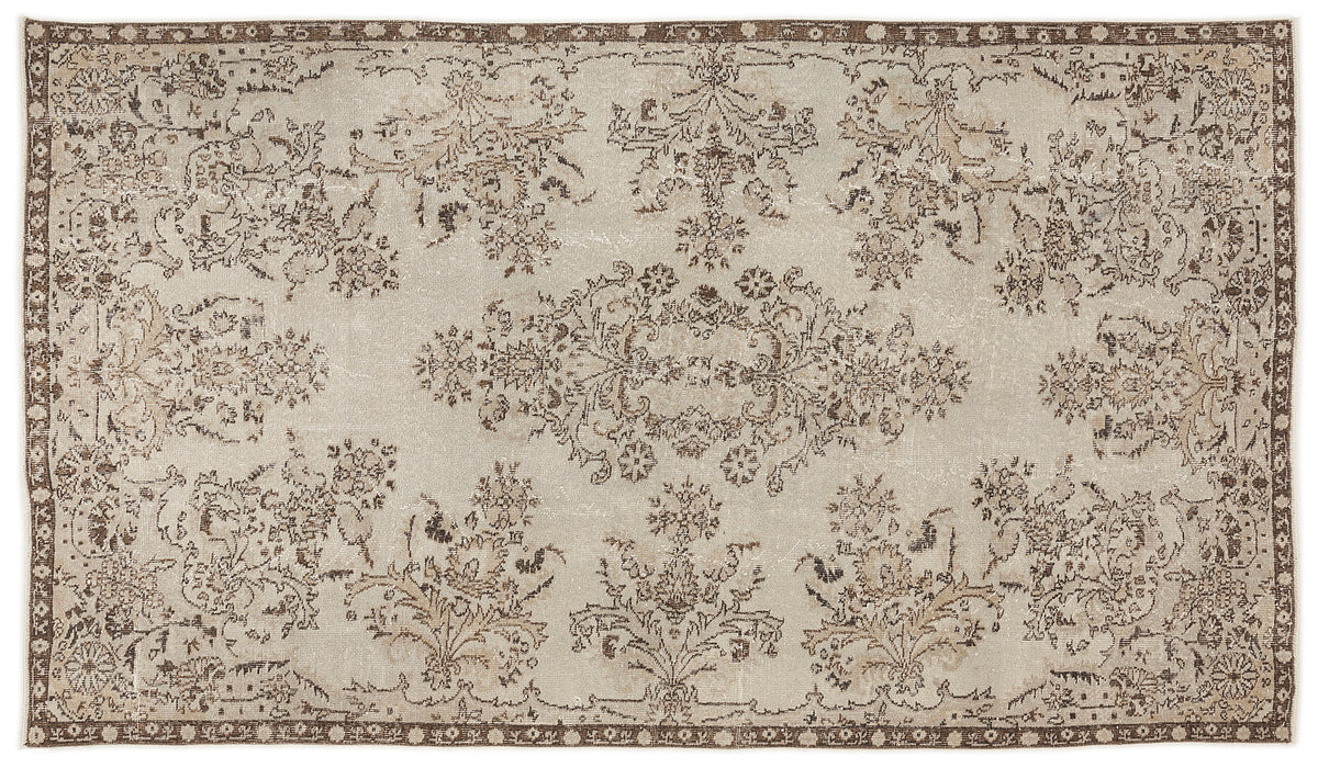 Beige Over Dyed Vintage Rug 5&#39;7&#39;&#39; x 9&#39;10&#39;&#39; ft 170 x 300 cm