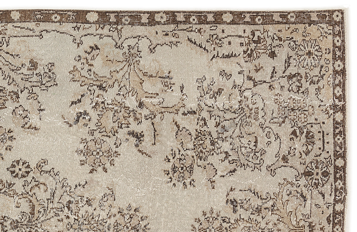 Beige Over Dyed Vintage Rug 5&#39;7&#39;&#39; x 9&#39;10&#39;&#39; ft 170 x 300 cm