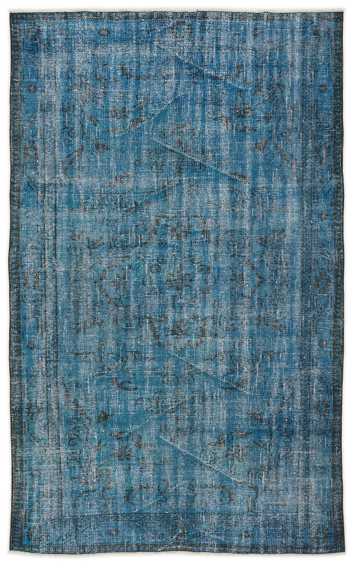 Turquoise  Over Dyed Vintage Rug 5&#39;3&#39;&#39; x 8&#39;7&#39;&#39; ft 160 x 262 cm