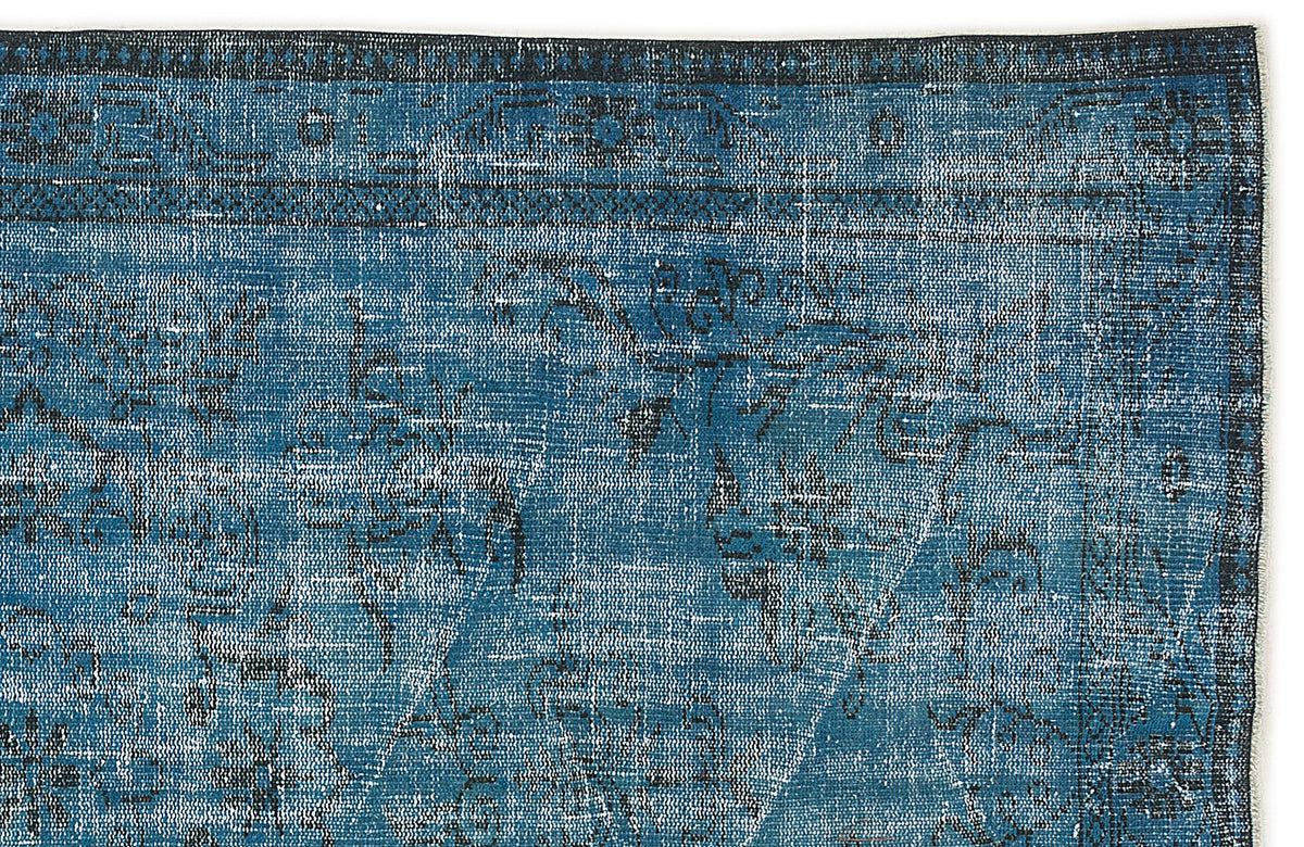 Turquoise  Over Dyed Vintage Rug 5&#39;3&#39;&#39; x 8&#39;7&#39;&#39; ft 160 x 262 cm