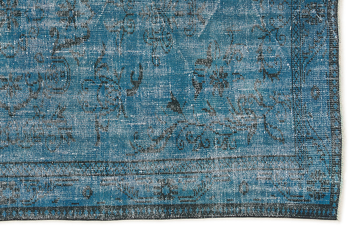 Turquoise  Over Dyed Vintage Rug 5&#39;3&#39;&#39; x 8&#39;7&#39;&#39; ft 160 x 262 cm