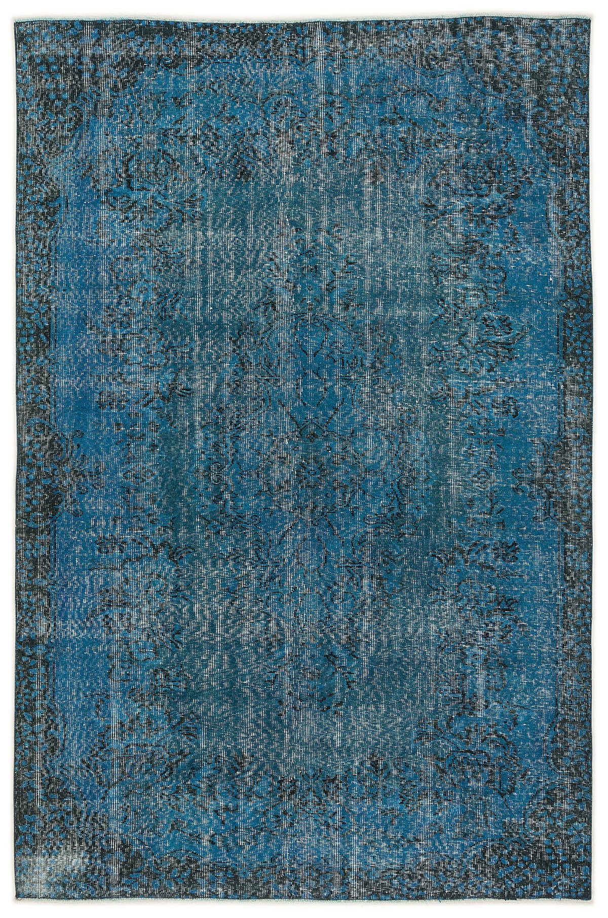 Turquoise  Over Dyed Vintage Rug 5&#39;10&#39;&#39; x 9&#39;1&#39;&#39; ft 178 x 276 cm