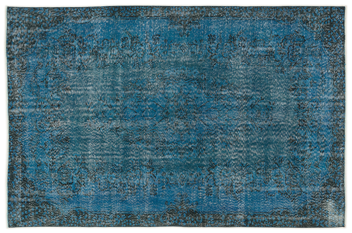 Turquoise  Over Dyed Vintage Rug 5&#39;10&#39;&#39; x 9&#39;1&#39;&#39; ft 178 x 276 cm
