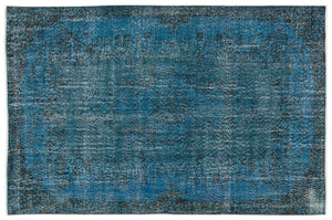 Turquoise  Over Dyed Vintage Rug 5'10'' x 9'1'' ft 178 x 276 cm