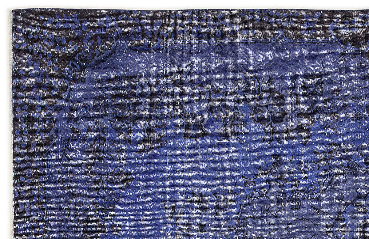 Blue Over Dyed Vintage Rug 5&#39;8&#39;&#39; x 9&#39;5&#39;&#39; ft 173 x 286 cm