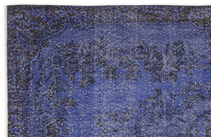 Blue Over Dyed Vintage Rug 5'8'' x 9'5'' ft 173 x 286 cm
