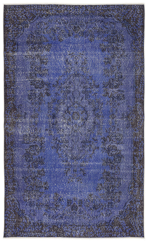 Blue Over Dyed Vintage Rug 5'8'' x 9'5'' ft 173 x 286 cm