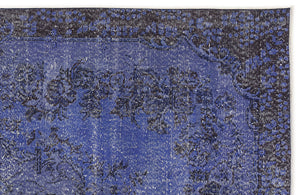 Blue Over Dyed Vintage Rug 5'8'' x 9'5'' ft 173 x 286 cm