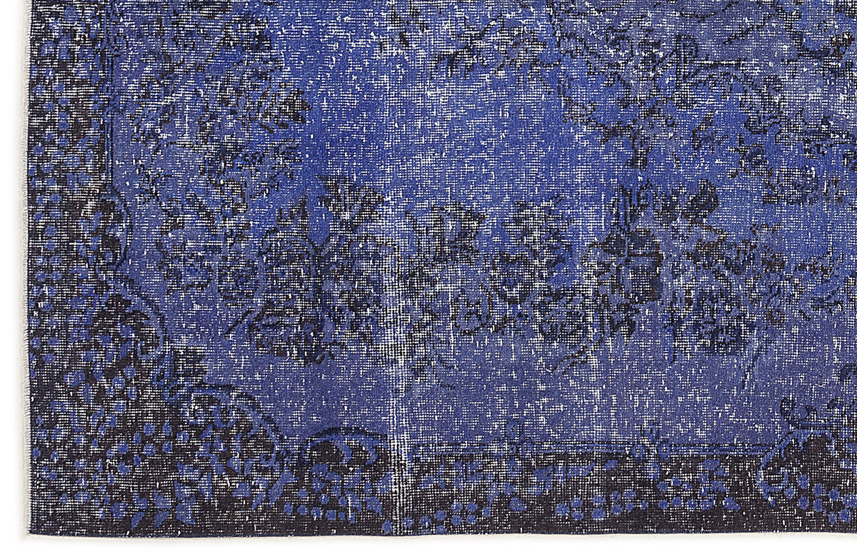 Blue Over Dyed Vintage Rug 5&#39;8&#39;&#39; x 9&#39;5&#39;&#39; ft 173 x 286 cm
