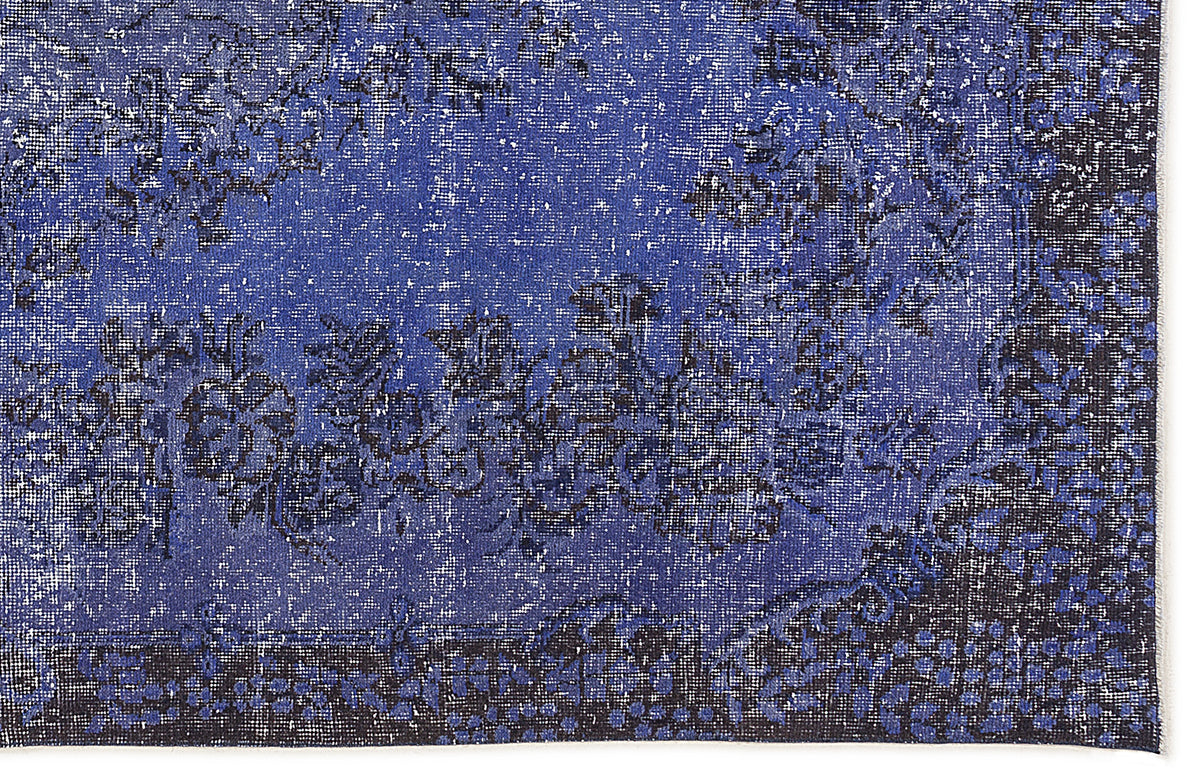 Blue Over Dyed Vintage Rug 5&#39;8&#39;&#39; x 9&#39;5&#39;&#39; ft 173 x 286 cm