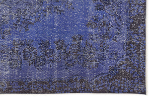 Blue Over Dyed Vintage Rug 5'8'' x 9'5'' ft 173 x 286 cm