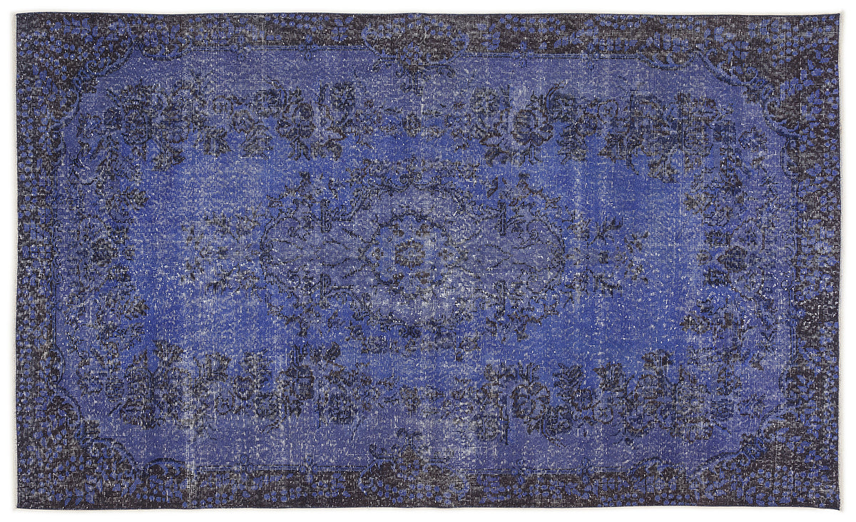 Blue Over Dyed Vintage Rug 5&#39;8&#39;&#39; x 9&#39;5&#39;&#39; ft 173 x 286 cm