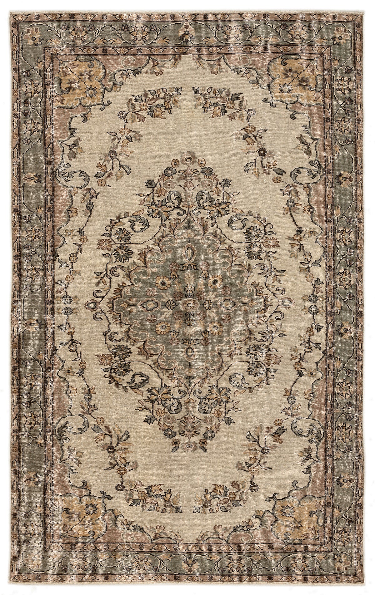 Naturel Over Dyed Vintage Rug 5&#39;7&#39;&#39; x 8&#39;11&#39;&#39; ft 170 x 273 cm