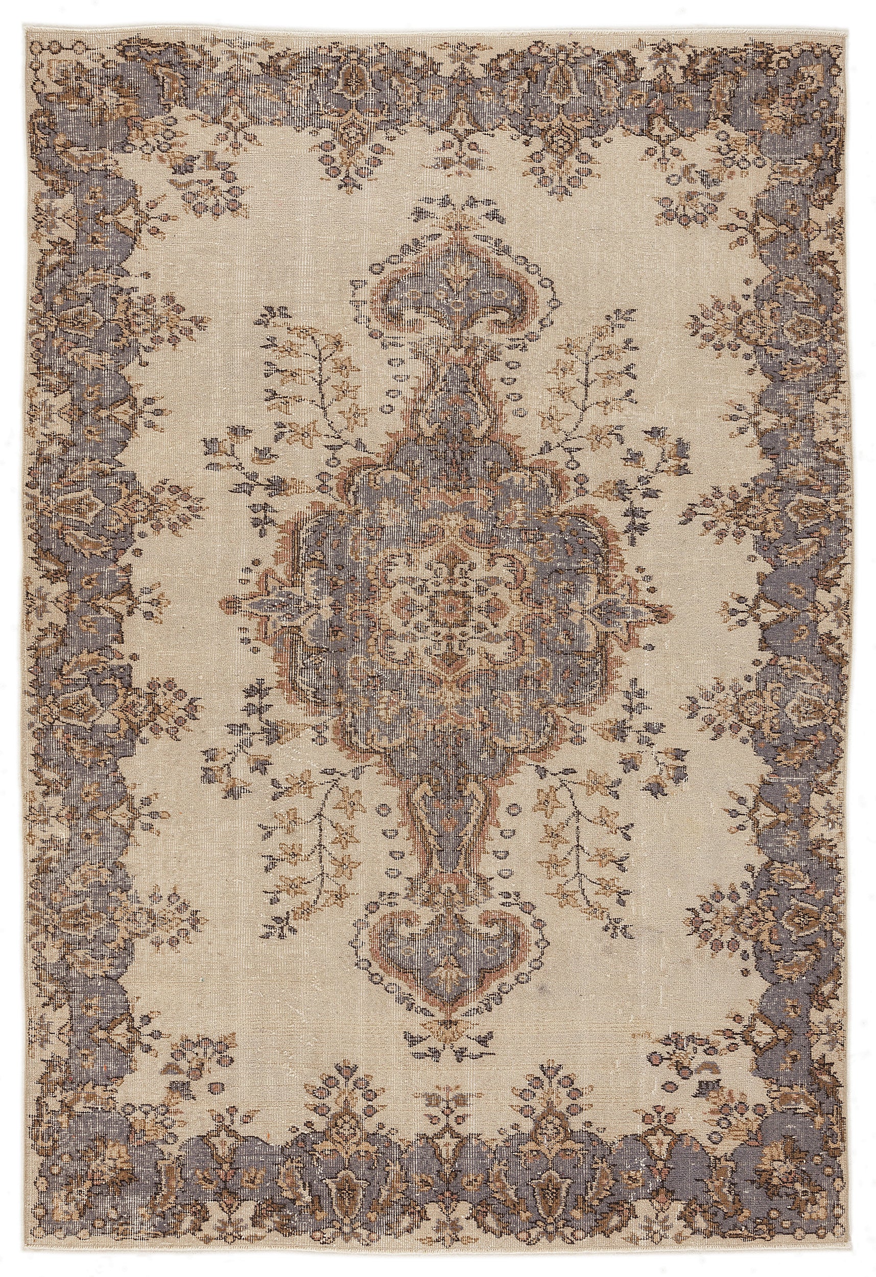 Traditional Design Natural Aged Vintage Rug 5'10'' x 8'8'' ft 177 x 26 ...