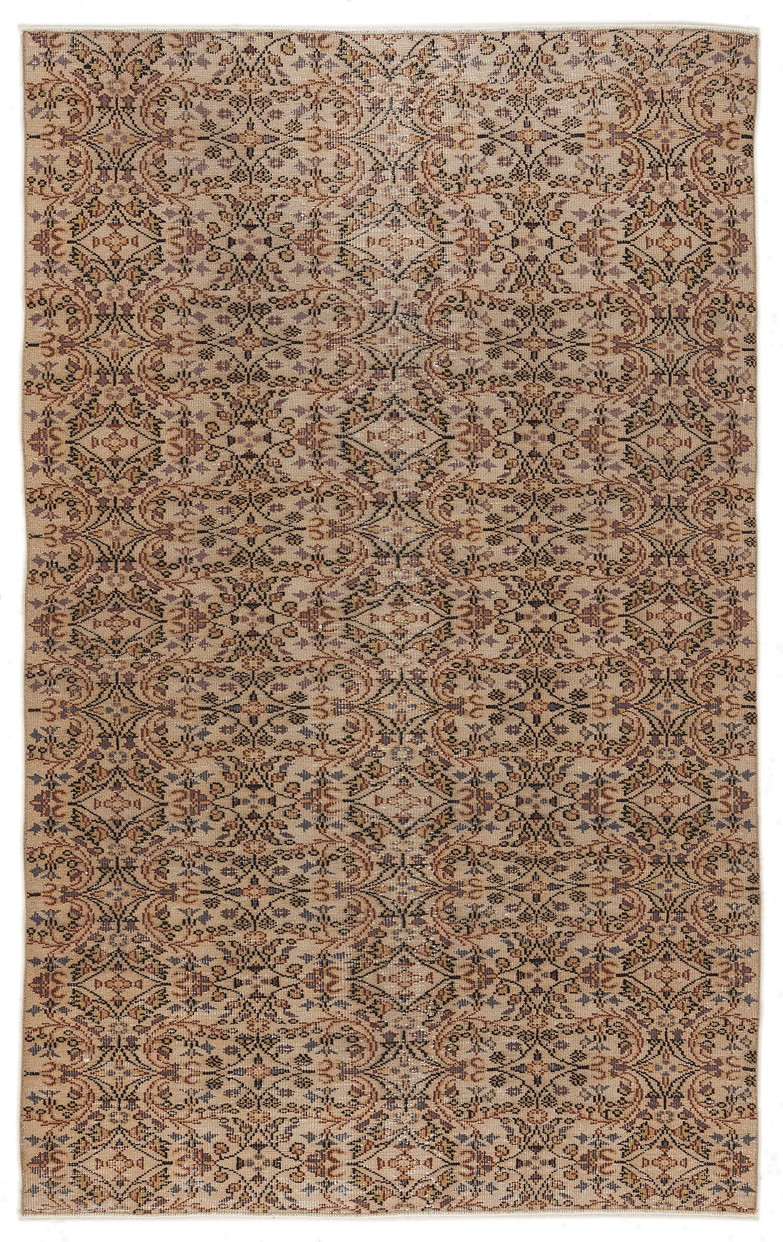 Beige Over Dyed Vintage Rug 6'0'' x 8'8'' ft 184 x 263 cm
