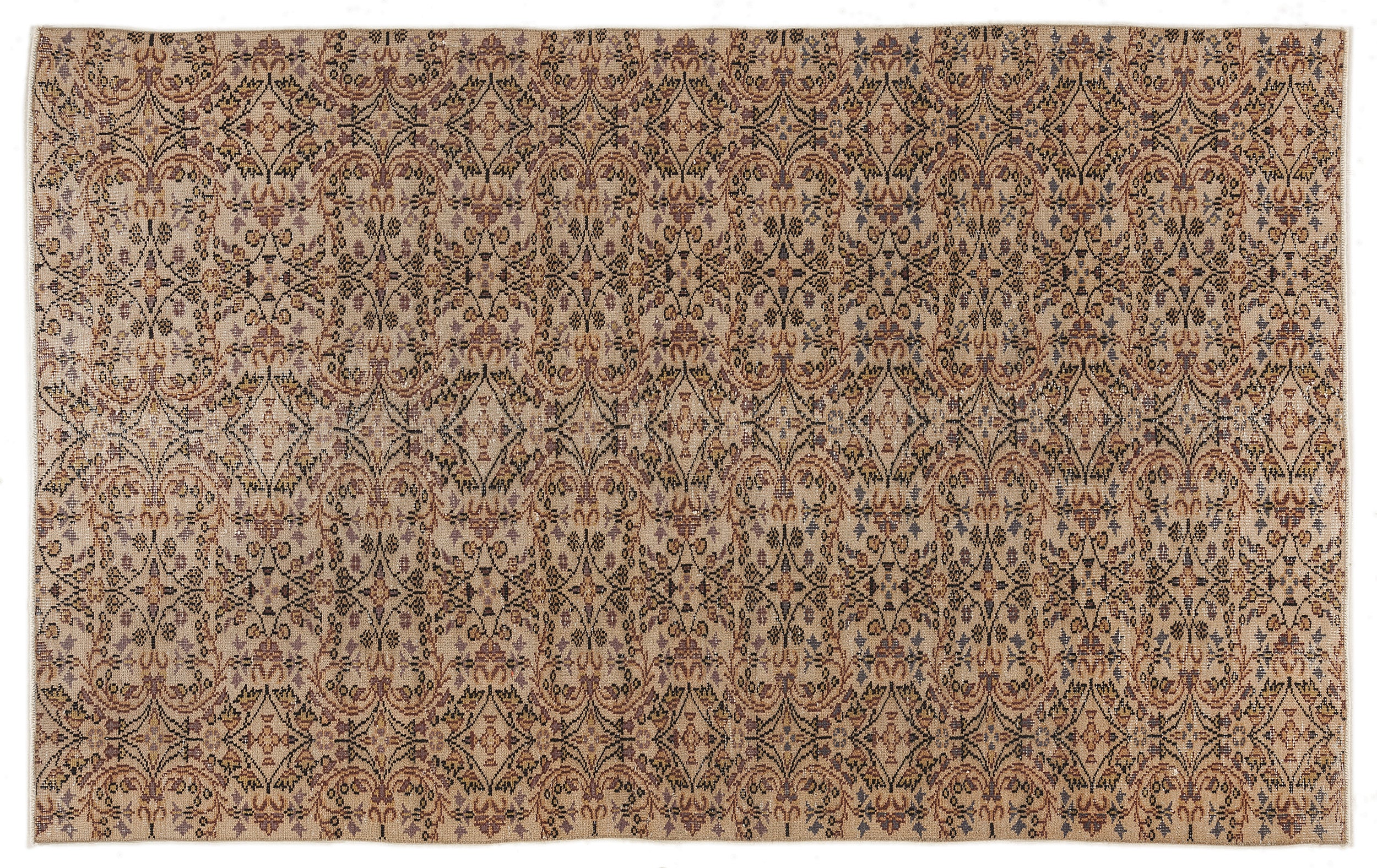 Beige Over Dyed Vintage Rug 6'0'' x 8'8'' ft 184 x 263 cm