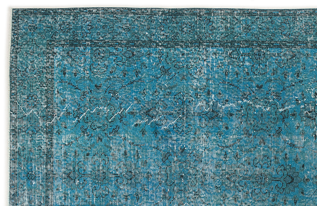 Turquoise  Over Dyed Vintage Rug 5&#39;1&#39;&#39; x 9&#39;2&#39;&#39; ft 155 x 280 cm