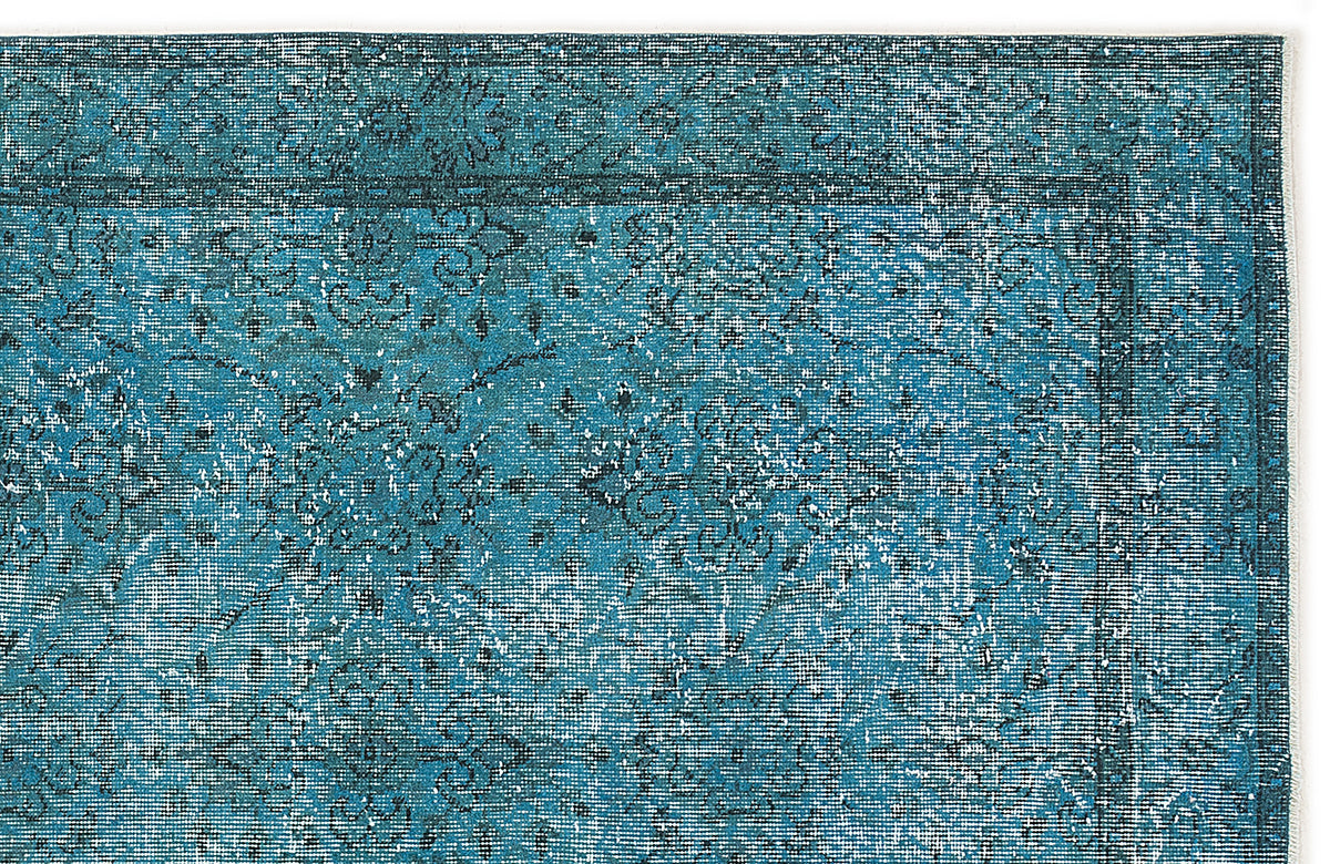 Turquoise  Over Dyed Vintage Rug 5&#39;1&#39;&#39; x 9&#39;2&#39;&#39; ft 155 x 280 cm
