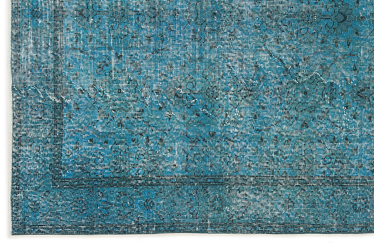 Turquoise  Over Dyed Vintage Rug 5&#39;1&#39;&#39; x 9&#39;2&#39;&#39; ft 155 x 280 cm
