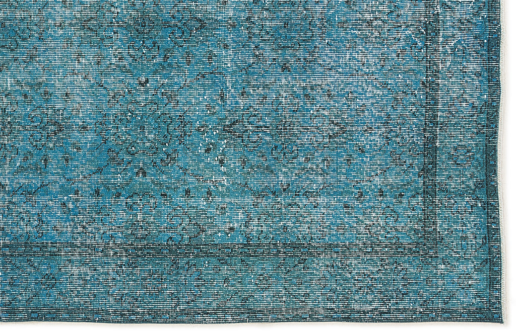 Turquoise  Over Dyed Vintage Rug 5'1'' x 9'2'' ft 155 x 280 cm