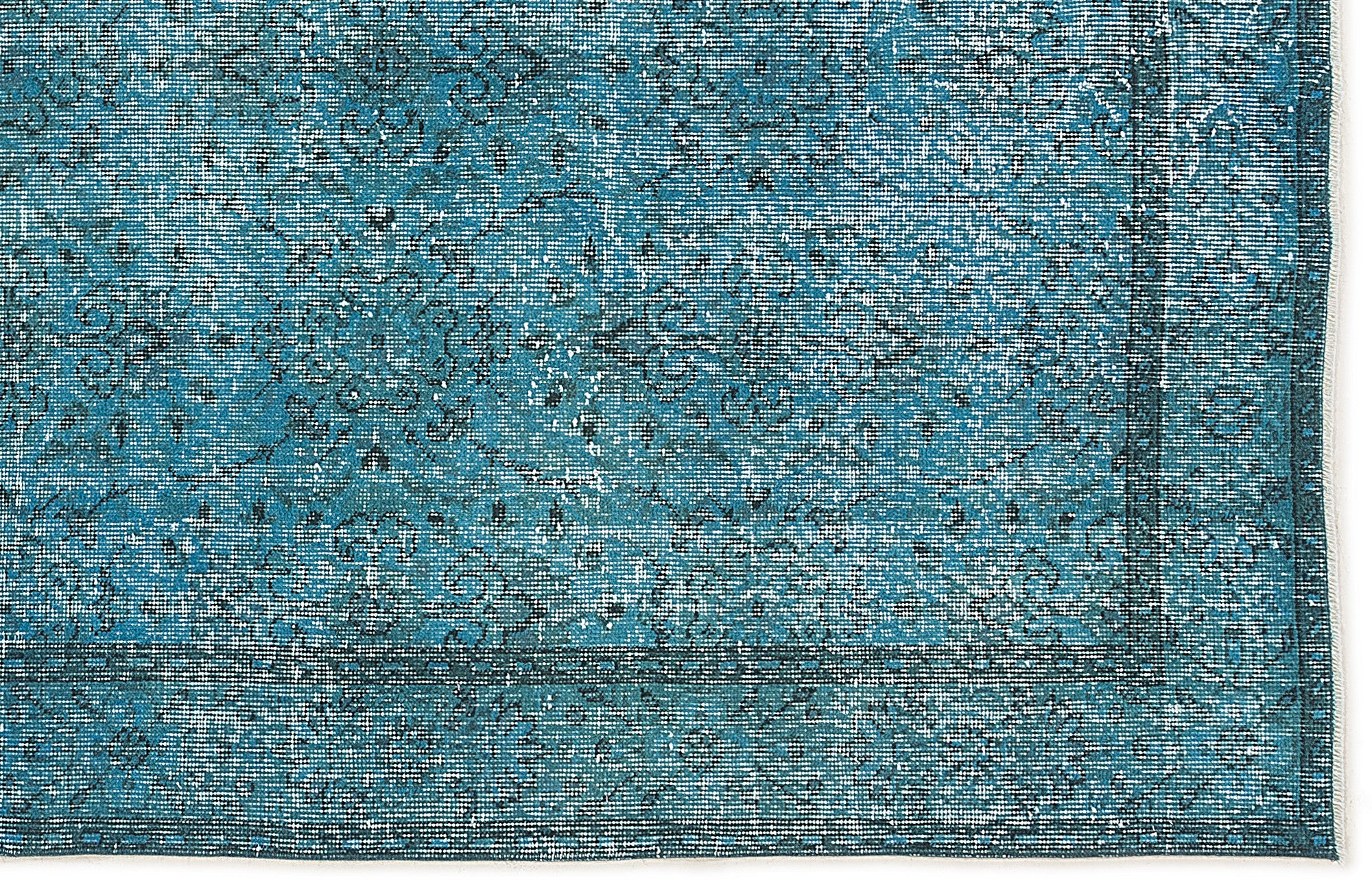 Turquoise  Over Dyed Vintage Rug 5'1'' x 9'2'' ft 155 x 280 cm