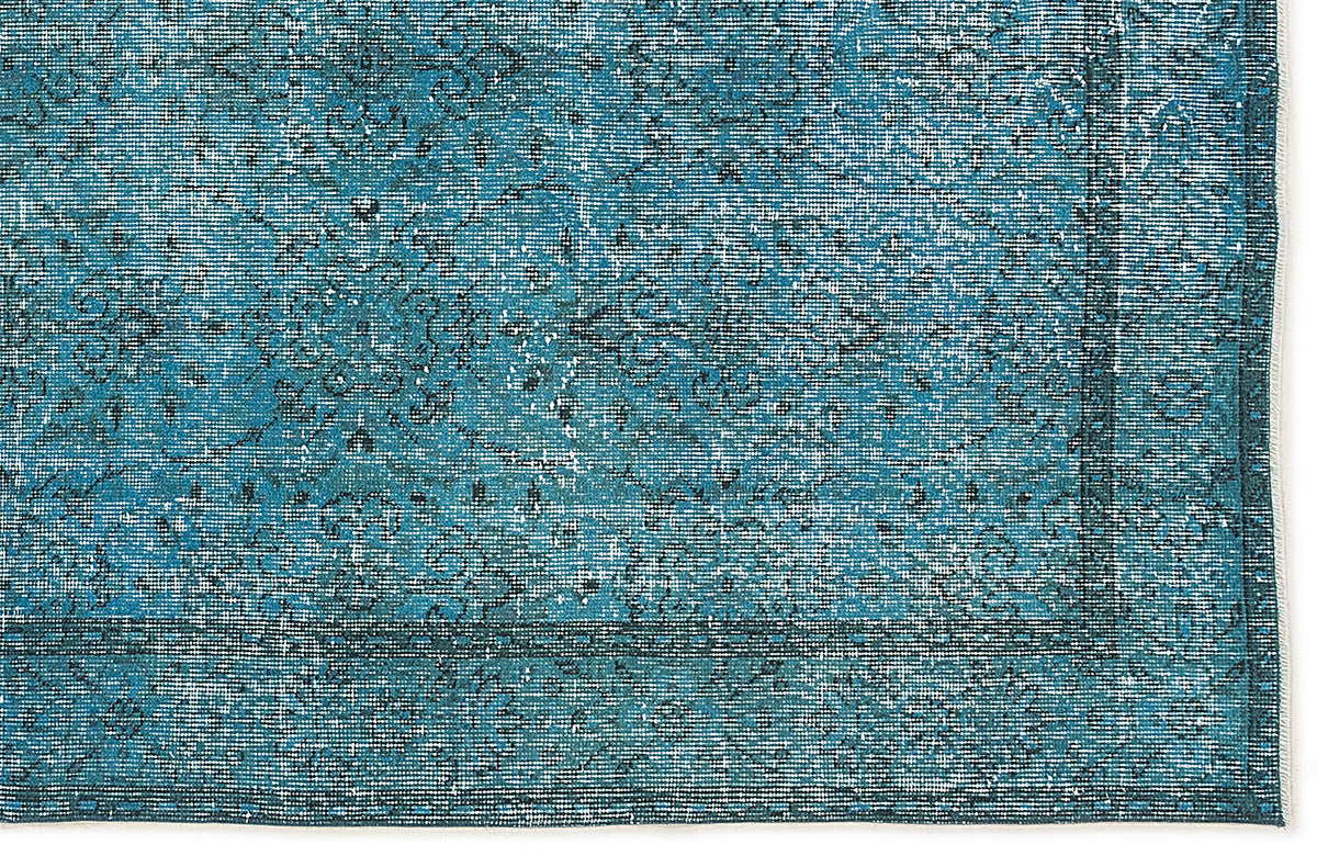 Turquoise  Over Dyed Vintage Rug 5&#39;1&#39;&#39; x 9&#39;2&#39;&#39; ft 155 x 280 cm