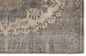 Beige Over Dyed Vintage Rug 5'5'' x 8'10'' ft 166 x 270 cm