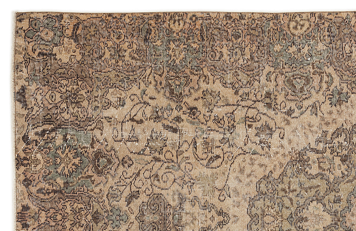 Brown Over Dyed Vintage Rug 5&#39;5&#39;&#39; x 9&#39;2&#39;&#39; ft 166 x 280 cm