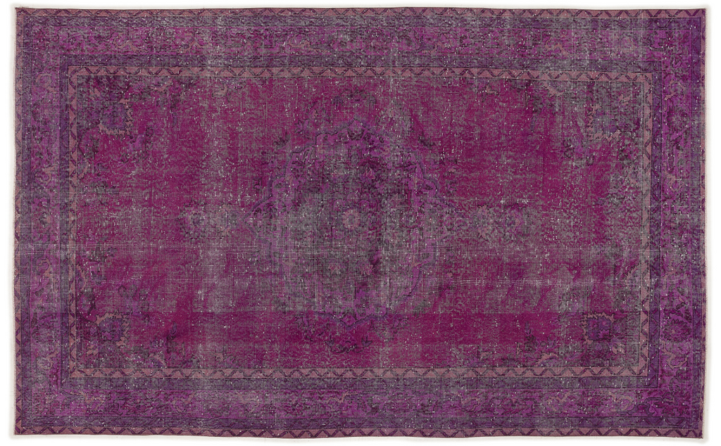 Fuchsia Over Dyed Rug | Living Room Rug | Turkish Rug | Hand Weaving Rug  | Bedroom Rug | Wool Rug | Vintage Rug | Tumbled Rug  | Naturel Rug | Boho Rug I Traditional Rug I 5'11'' x 9'10'' ft 180 x 300 cm