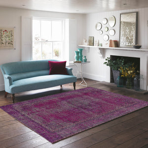 Fuchsia Over Dyed Rug | Living Room Rug | Turkish Rug | Hand Weaving Rug  | Bedroom Rug | Wool Rug | Vintage Rug | Tumbled Rug  | Naturel Rug | Boho Rug I Traditional Rug I 5'11'' x 9'10'' ft 180 x 300 cm