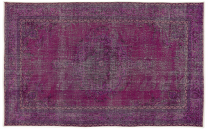 Fuchsia Over Dyed Rug | Living Room Rug | Turkish Rug | Hand Weaving Rug  | Bedroom Rug | Wool Rug | Vintage Rug | Tumbled Rug  | Naturel Rug | Boho Rug I Traditional Rug I 5'11'' x 9'10'' ft 180 x 300 cm