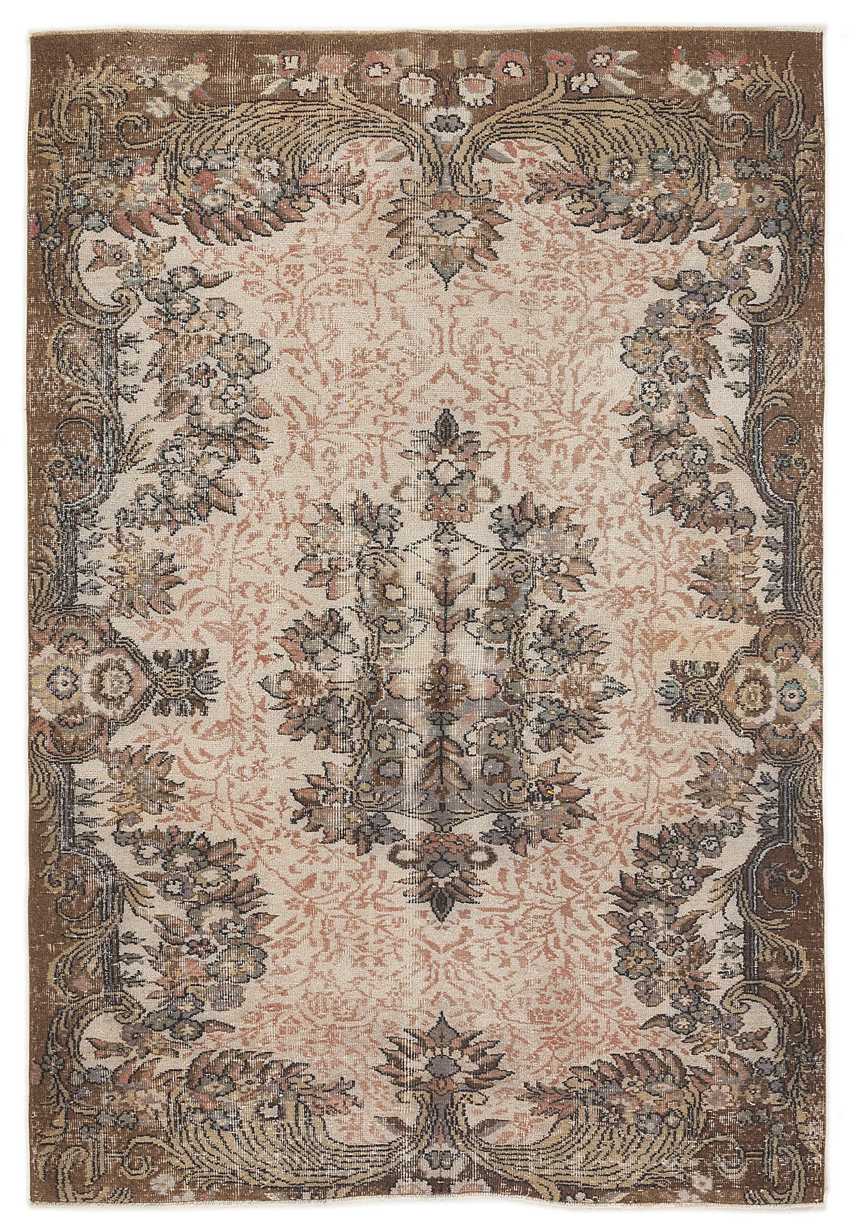 Naturel Over Dyed Vintage Rug 5'11'' x 8'8'' ft 180 x 265 cm