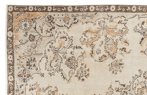 Beige Over Dyed Vintage Rug 6'5'' x 10'4'' ft 196 x 315 cm