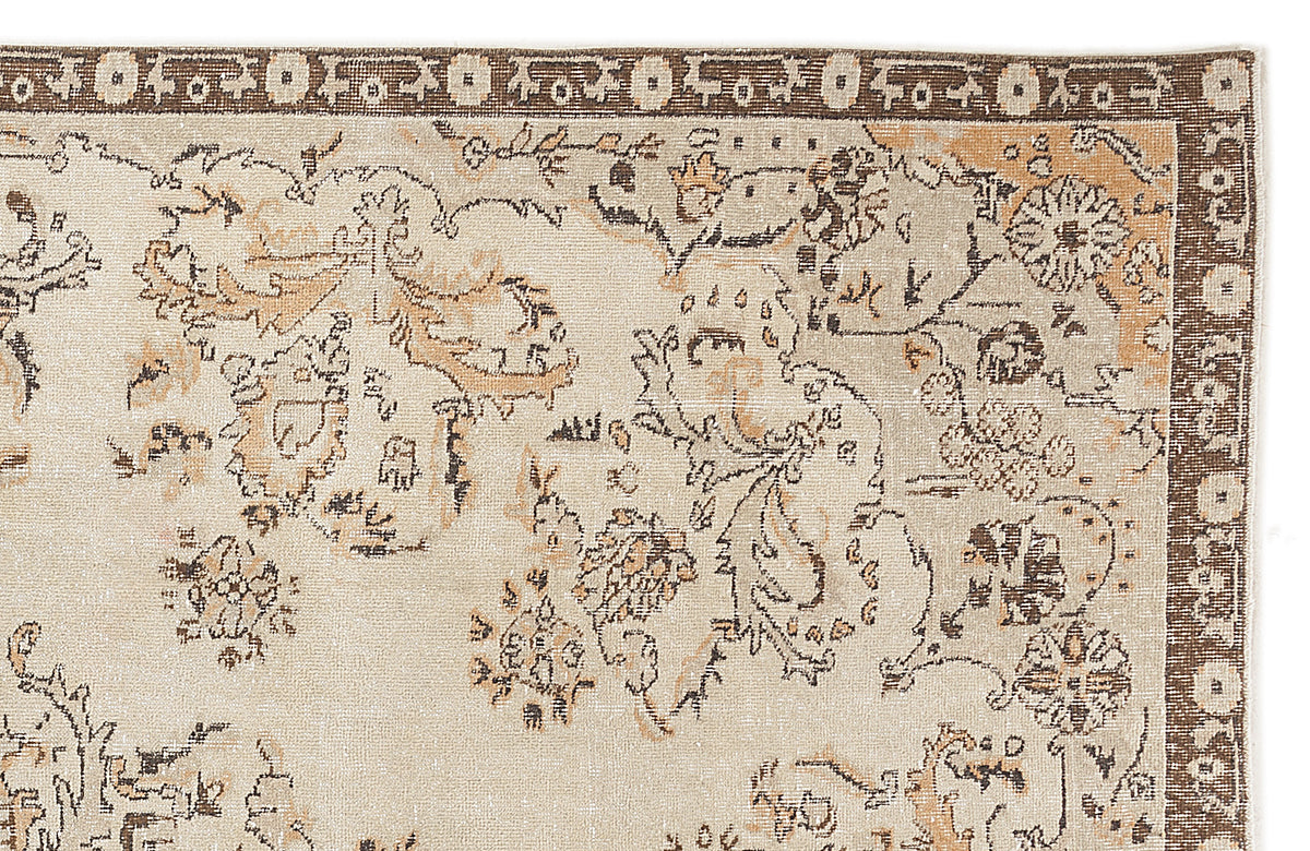 Beige Over Dyed Vintage Rug 6&#39;5&#39;&#39; x 10&#39;4&#39;&#39; ft 196 x 315 cm