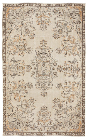 Beige Over Dyed Vintage Rug 6'5'' x 10'4'' ft 196 x 315 cm