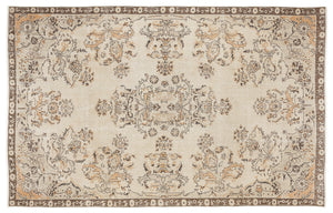 Beige Over Dyed Vintage Rug 6'5'' x 10'4'' ft 196 x 315 cm