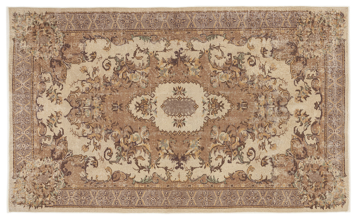 Beige Over Dyed Vintage Rug 5&#39;6&#39;&#39; x 9&#39;1&#39;&#39; ft 167 x 276 cm