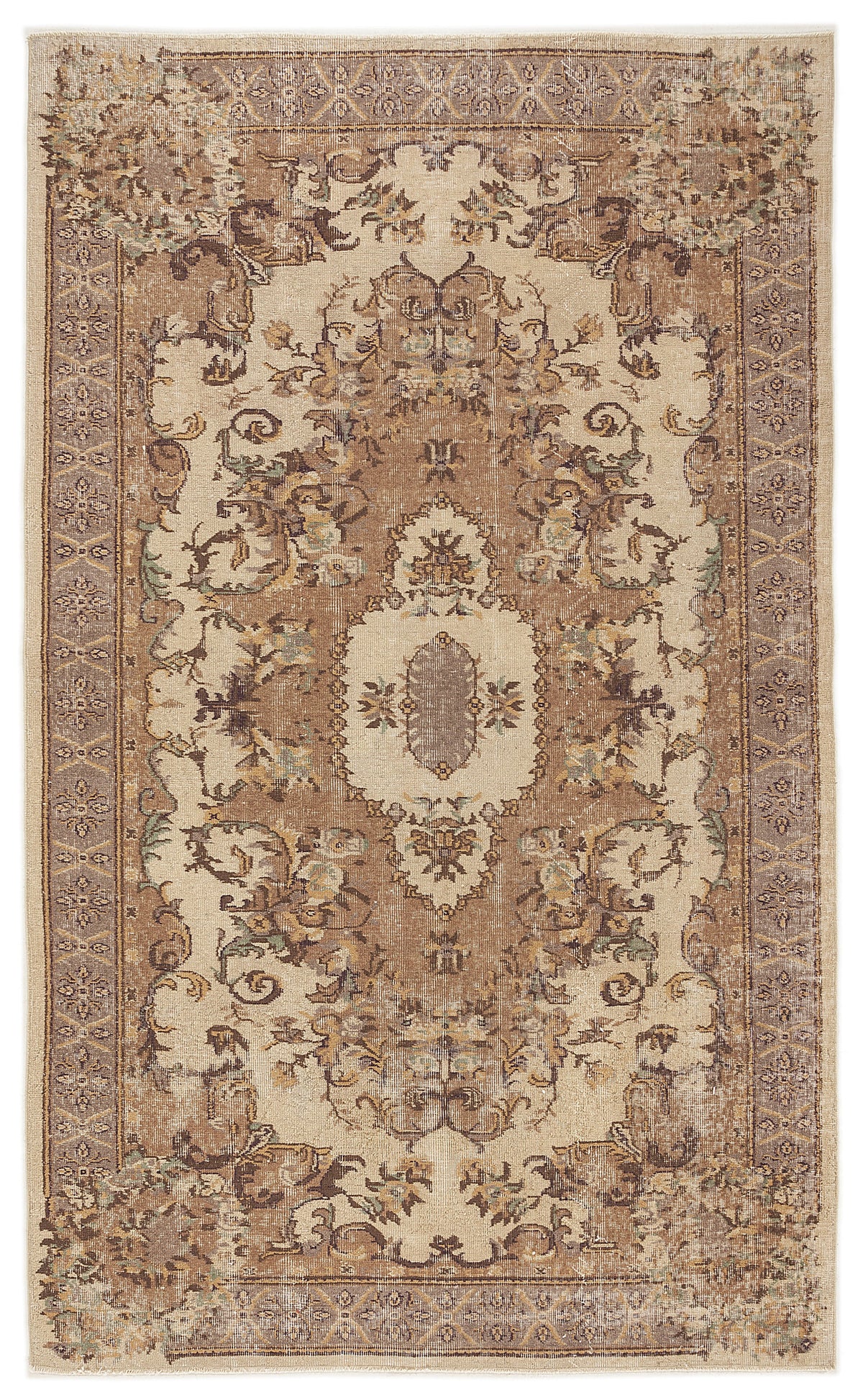 Beige Over Dyed Vintage Rug 5&#39;6&#39;&#39; x 9&#39;1&#39;&#39; ft 167 x 276 cm