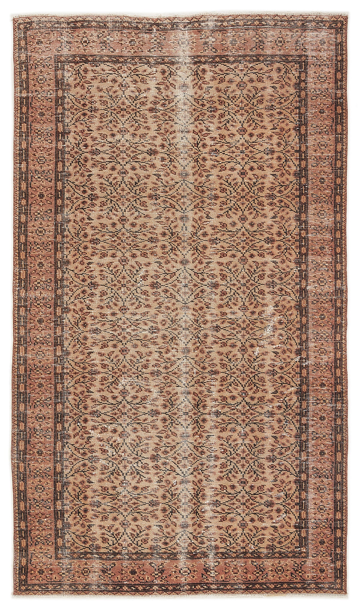 Naturel Over Dyed Vintage Rug 4&#39;8&#39;&#39; x 8&#39;2&#39;&#39; ft 142 x 250 cm