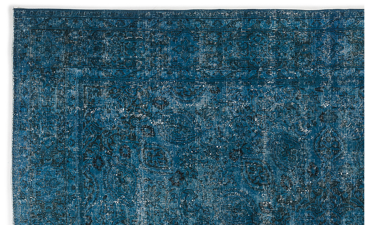 Retro Design Turquoise Over Dyed Vintage XLarge Rug 9&#39;6&#39;&#39; x 12&#39;3&#39;&#39; ft 290 x 374 cm