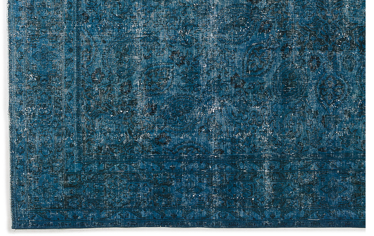 Retro Design Turquoise Over Dyed Vintage XLarge Rug 9&#39;6&#39;&#39; x 12&#39;3&#39;&#39; ft 290 x 374 cm