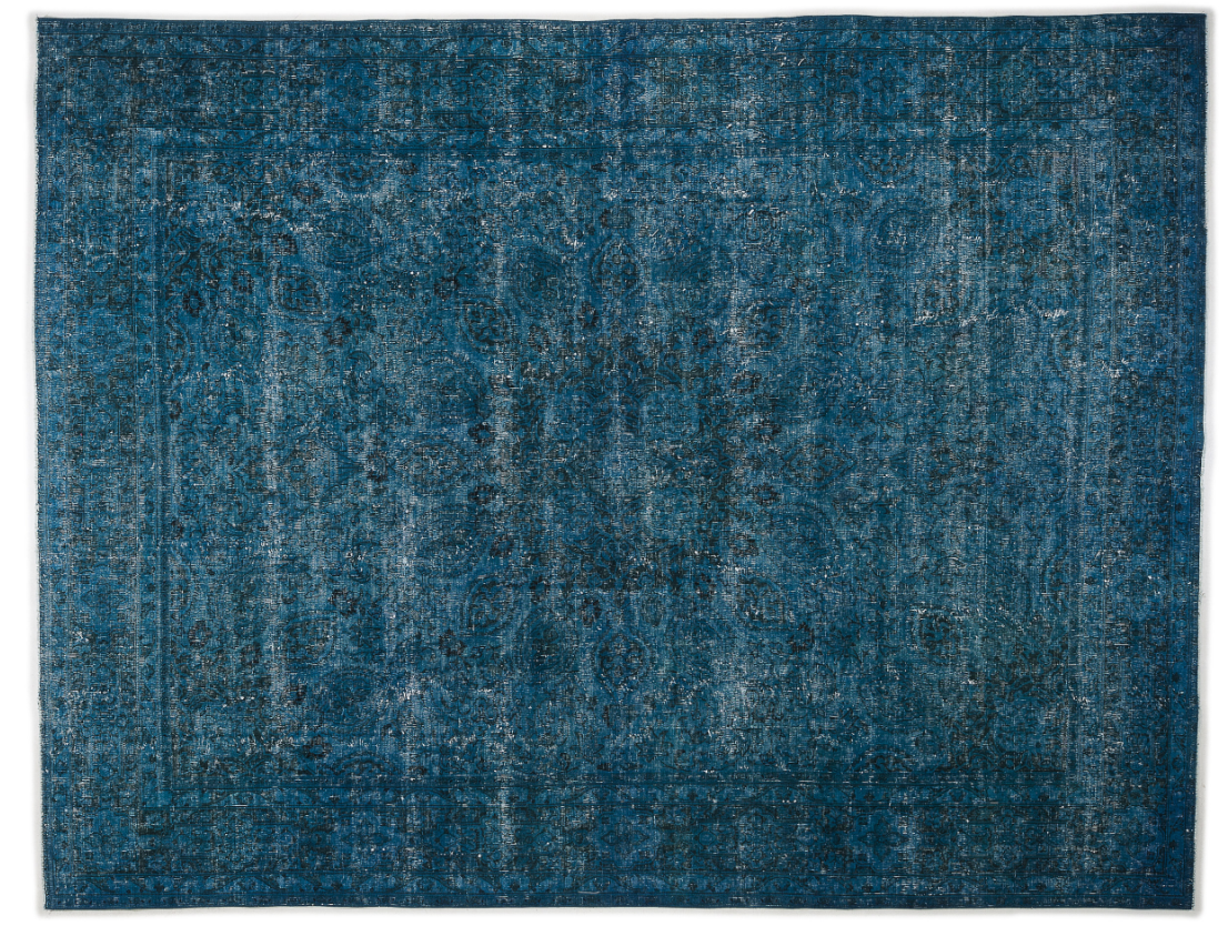 Retro Design Turquoise Over Dyed Vintage XLarge Rug 9'6'' x 12'3'' ft 290 x 374 cm