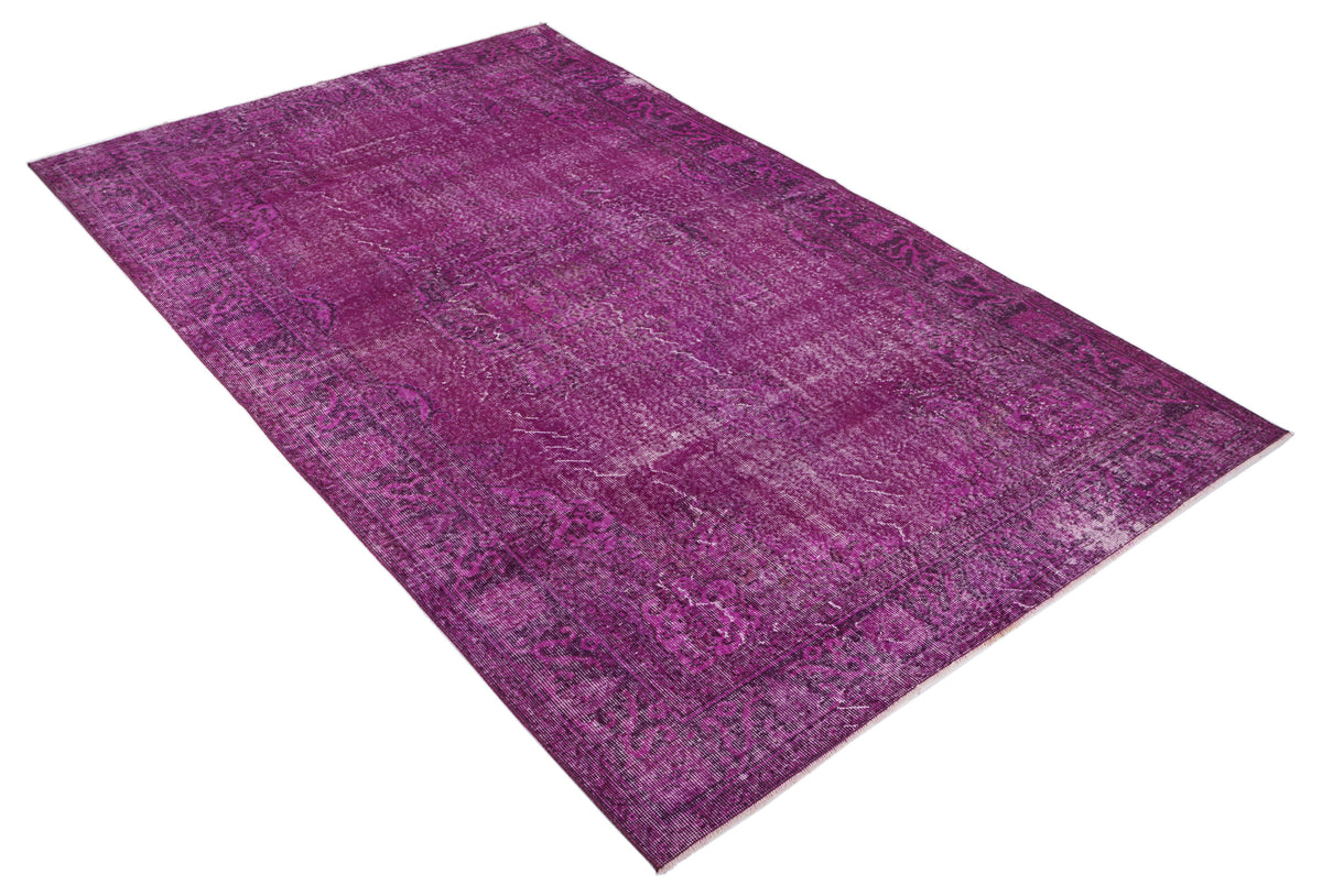 Fuchsia Over Dyed Vintage Rug 6&#39;3&#39;&#39; x 10&#39;6&#39;&#39; ft 190 x 320 cm