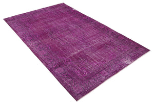 Fuchsia Over Dyed Vintage Rug 6'3'' x 10'6'' ft 190 x 320 cm