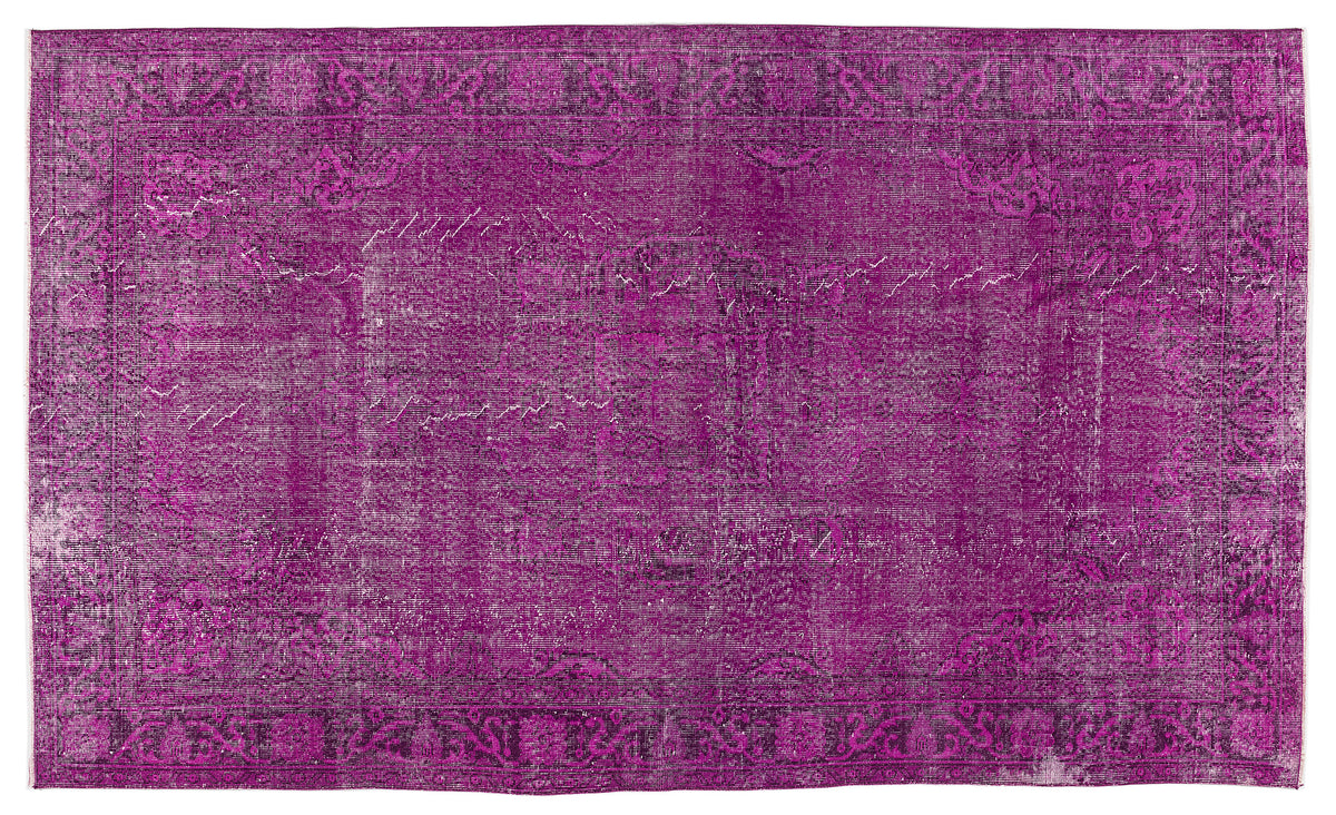 Fuchsia Over Dyed Vintage Rug 6&#39;3&#39;&#39; x 10&#39;6&#39;&#39; ft 190 x 320 cm