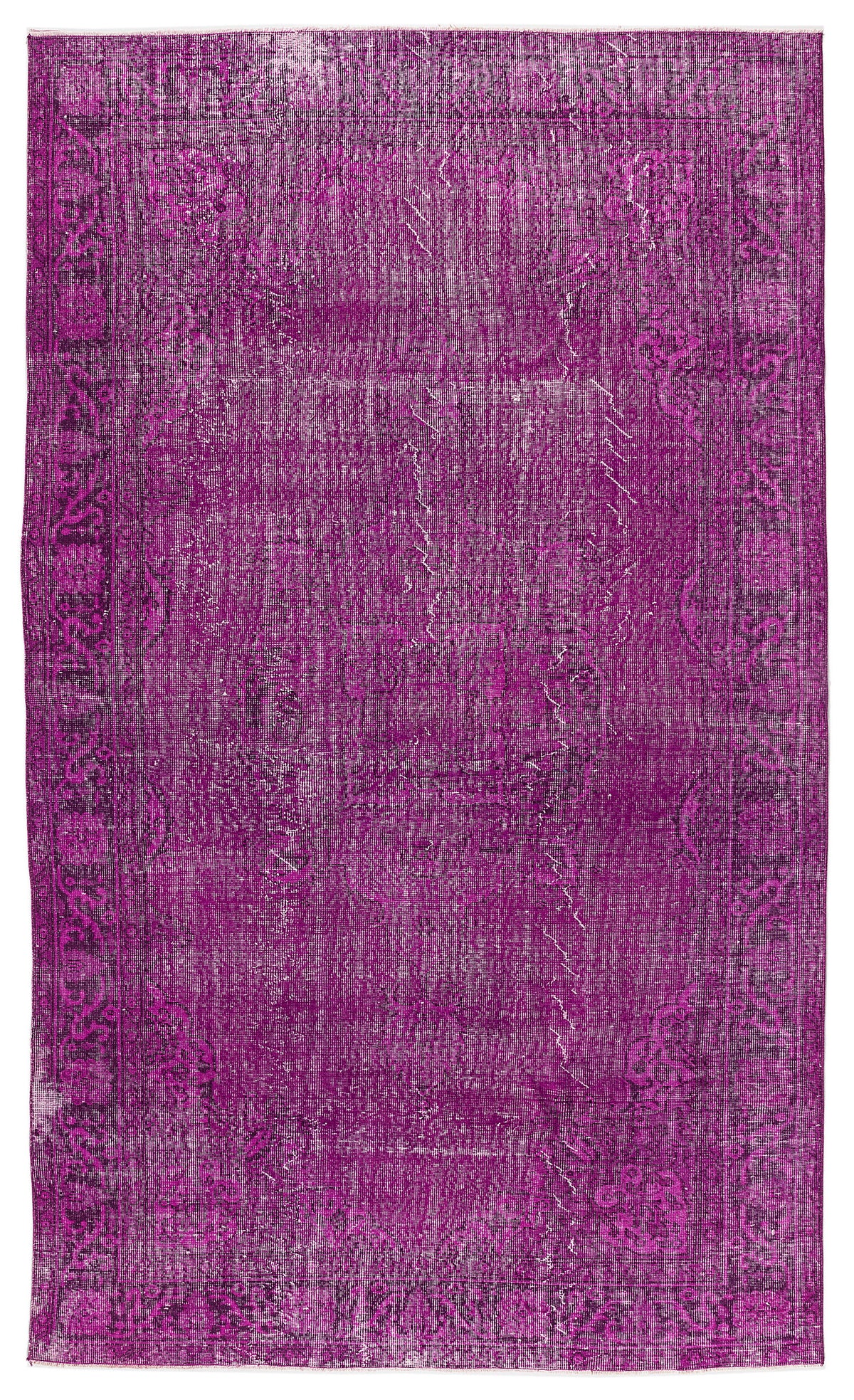 Fuchsia Over Dyed Vintage Rug 6&#39;3&#39;&#39; x 10&#39;6&#39;&#39; ft 190 x 320 cm