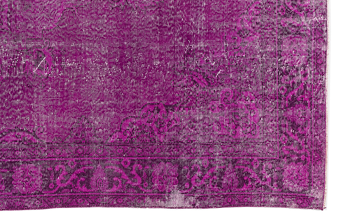 Fuchsia Over Dyed Vintage Rug 6&#39;3&#39;&#39; x 10&#39;6&#39;&#39; ft 190 x 320 cm