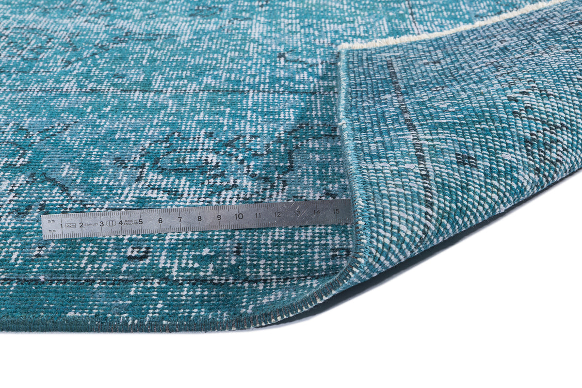 Turquoise  Over Dyed Vintage Rug 5&#39;11&#39;&#39; x 9&#39;3&#39;&#39; ft 180 x 281 cm